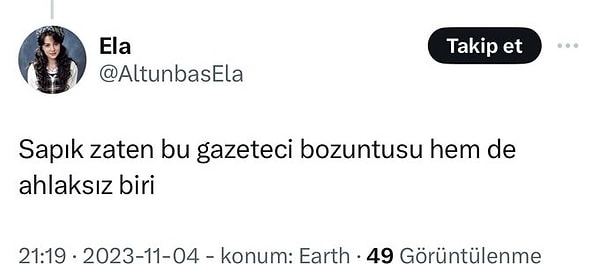 "Sahte flörtler yapıp kayıplara karıştığına dair çok mesaj var. En son aranıyordu ve yakalandı. Bendeki bilgi tutuklandığı yönündeydi. Bir süre sonra serbest kalmış olmalı ki, soluğu 2 gün önce attığım bir tweetin altında almış" diyen Larsen, bu mesajı paylaşarak "Peşindeyim" yazdı.