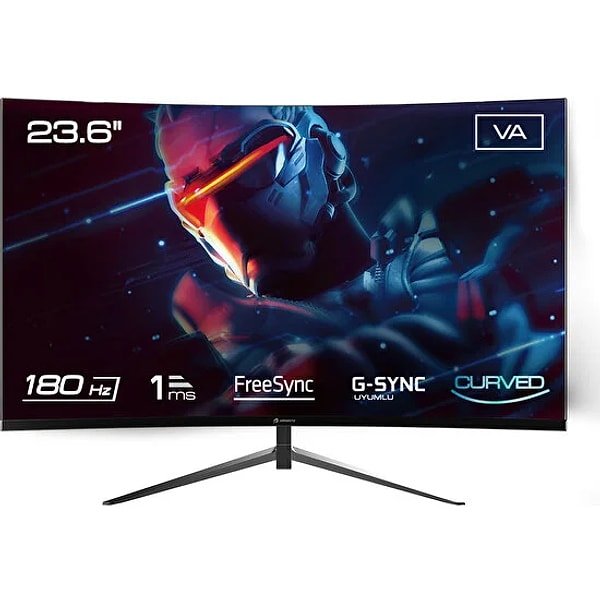 6. GameBooster 23.6" 180Hz 1ms VA Panel FullHD  FreeSync, G-Sync Destekli Curved Gaming Monitör