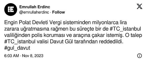 Gazeteci Emrullah Erdinç'in X (Twitter) hesabından yaptığı paylaşımını da buradan görebilirsiniz 👇