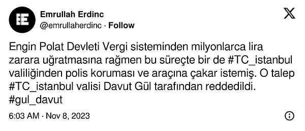 Gazeteci Emrullah Erdinç'in X (Twitter) hesabından yaptığı paylaşımını da buradan görebilirsiniz 👇