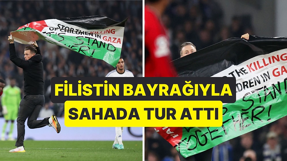 Şampiyonlar Ligi Maçında Sahaya Atlayan Taraftar Filistin Bayrağı Açtı