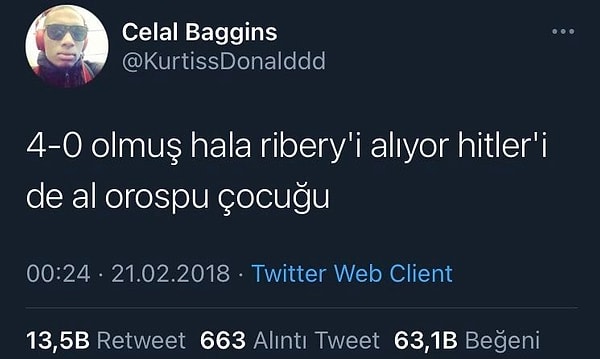 Celal Baggins tarafından atılan twite göndermeler yapıldı.