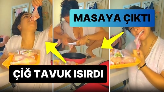 Sosyal Medyada Beğeni Alabilmek İçin Çiğ Tavuğu Isırıp Ayaklarıyla Çıktığı Masanın Üzerinde Tavuk Doğradı