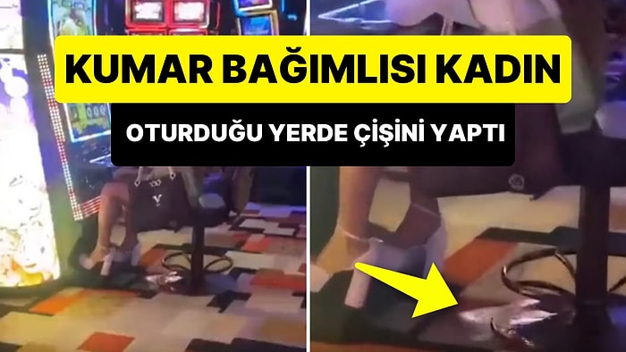 Kumar Bağımlısı Kadın Makinenin Başından Kalkmak İstemeyince Oturduğu Yerde Çişini Yaptı