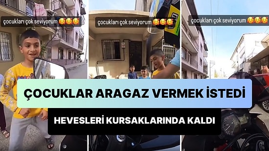 Aragaz Vermek İsteyen Çocukların Hevesini Kursağında Bırakan Motosikletlinin Viral Olan Anları