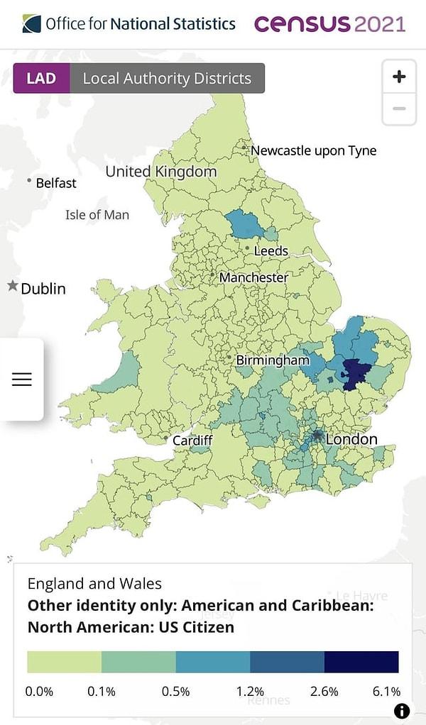 4. İngiltere'deki Amerikalılar nerede yaşıyorlar.