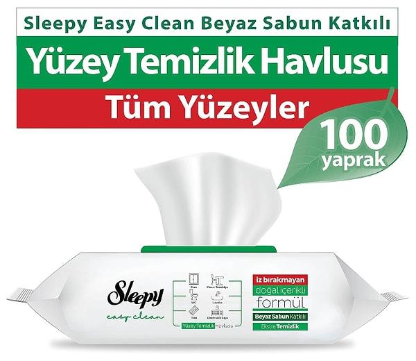 8. Sleepy Easy Clean Beyaz Sabun Katkılı Yüzey Temizlik Havlusu, 100 Yaprak