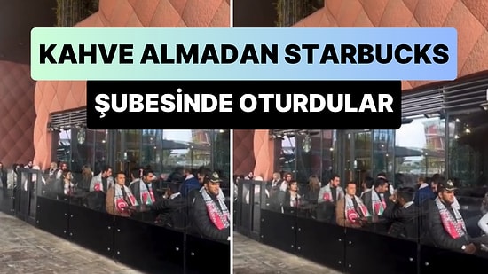 AK Parti Gençlik Kolları Üyeleri, Bir Starbucks Şubesine Giderek Kahve Almadan Filistin Bayraklarıyla Oturdu