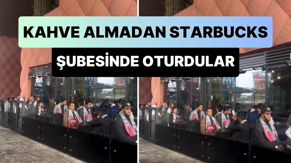 AK Parti Gençlik Kolları Üyeleri, Bir Starbucks Şubesine Giderek Kahve Almadan Filistin Bayraklarıyla Oturdu