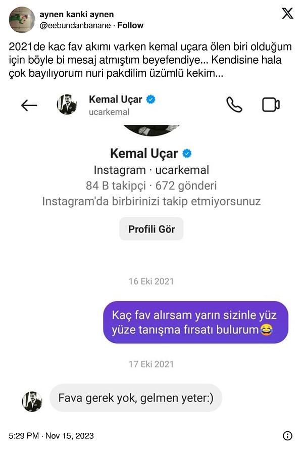 9. Kemal Uçar jest yapmış takipçisine.
