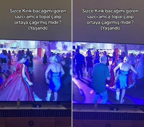 "@ucarozg" ismiyle yaşadığı olayı paylaşan kadın, 'Sizce kırık bacağımı gören sazcı amca topal çalıp ortaya çağırmış mıdır?' dedi.