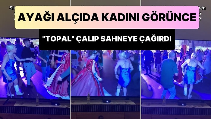 Ayağı Alçıda Olan Kadını Görünce 'Topal' Çalıp Kadını Sahneye Davet Eden Düğün Müzisyeni