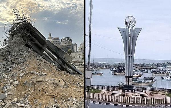 Gazze’yi işgale başlayan İsrail Ordusu, limanda bulunan Mavi Marmara anıtını yıktı.