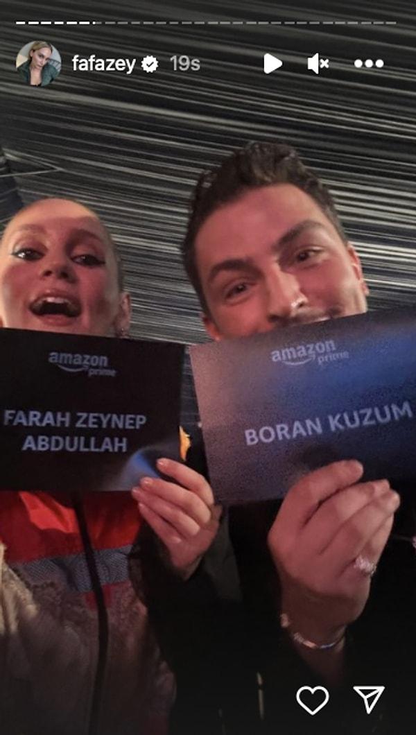2. Farah Zeynep'ten 'Bihter' filminin galasından Boran Kuzum'la fotoğraf geldi.