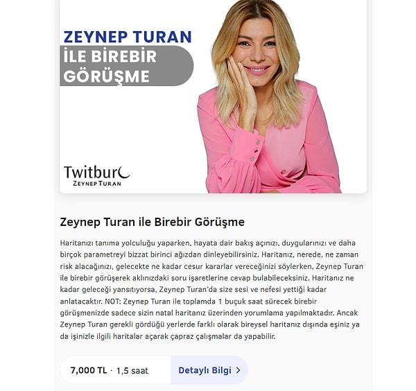 Zeynep Turan ile birebir görüşme 7.500 TL.