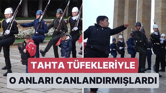 Iğdır'da  Anıtkabir'deki Nöbet Değişimini Canlandıran Çocuklar Gerçek Nöbet Değişiminde Askerlere Eşlik Etti