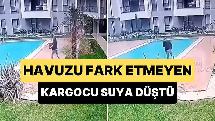 Benim Dalgınlık Seviyesi: Girdiği Sitede Havuzu Fark Etmeyen Kargocu Suya Düştü