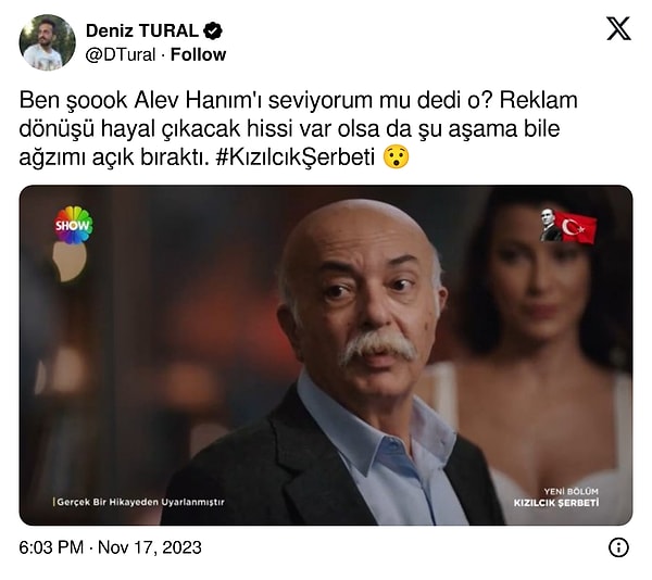 İzleyici de tüm şokunu Twitter'a aktardı.