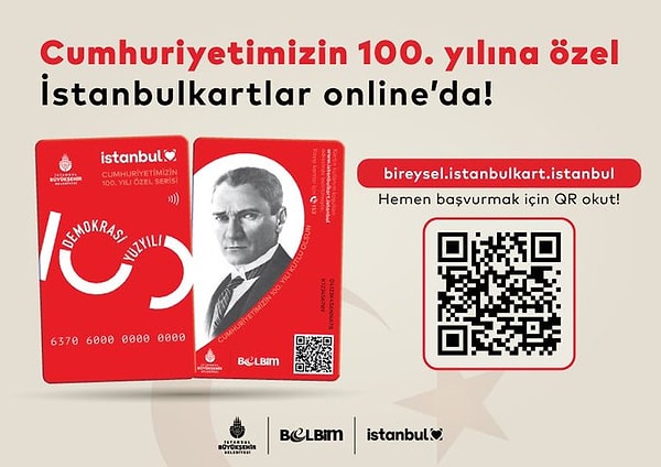 Cumhuriyet'in 100. yılına özel İstanbulkart'lar isme özel ve sınırlı sayıda çıkacak.