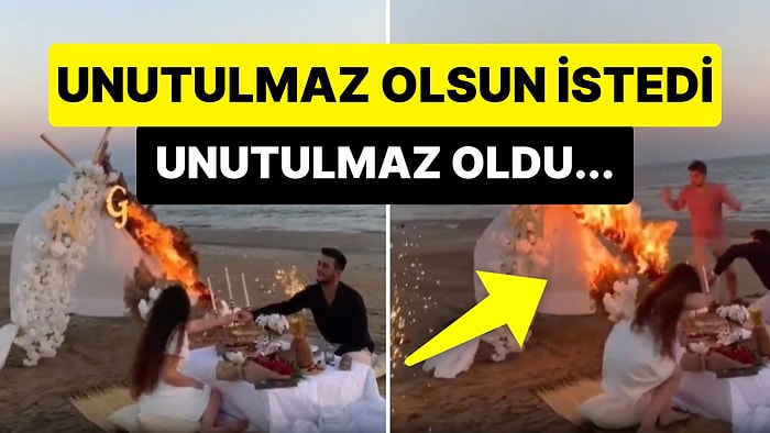 Unutulmaz Bir Evlilik Teklif Yapmak İsterken Yanan Dekor ile Gerçekten Unutulmaz Bir Teklif Yapan Adam