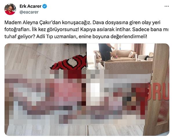 Acarer'in iki görselden oluşan olay yeri fotoğrafını olduğu gibi paylaşması sosyal medyayı adeta ayağa kaldırdı. (Elbette biz bu görüntüleri sansürledik!)