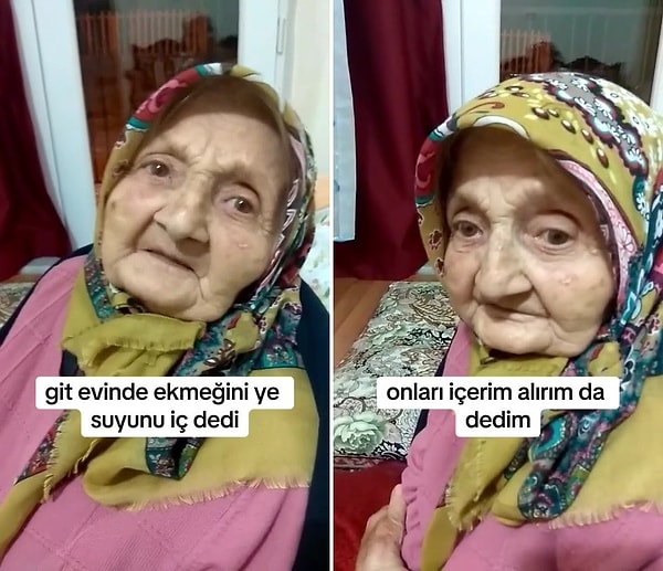 Doktorun gözünü ve kulağını kontrol ettikten sonra tansiyonunu ölçtüğünü belirten Ayşe teyze, doktorun kendisine 'Git evinde ekmeğini ye suyunu iç' dediğini belirtti.