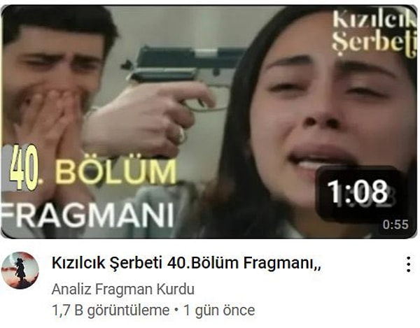 Söz konusu ilgi çekici fragmanlar pek çok dizi için yapılırken, Kızılcık Şerbeti'nin 40. bölümü için yapılan aşağıdaki fragman izleyicilere 'Yok artık' dedirtti ve söz konusu görüntü sosyal medyada goygoy malzemesi oldu.