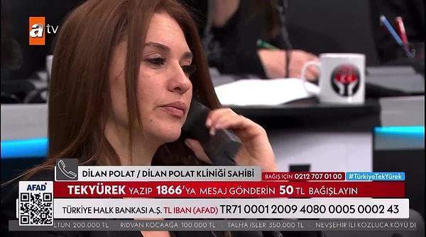 Dilan Polat, Türkiye Tek Yürek kampanyası yayınında 3.250.000 TL'lik bağış yapmış...