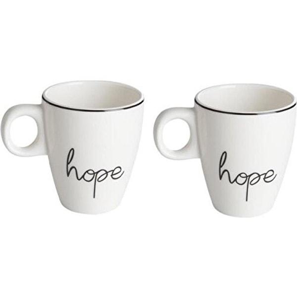 5. Sade şıklıktan hoşlananların favorisi olan 'Hope' yazılı 2'li kupa seti.