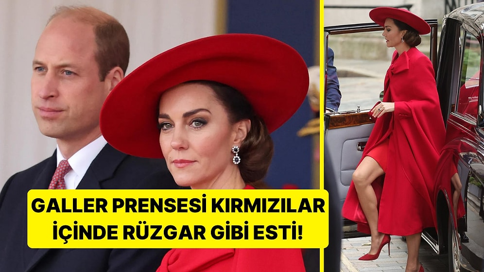 Herkesi Gölgede Bıraktı! Galler Prensesi Kate Middleton Kırmızı Elbisesiyle Büyüledi