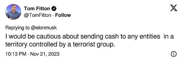 "Terörist grupları tarafından yönetilen bir yere para gönderme konusunda biraz dikkatli olurdum."