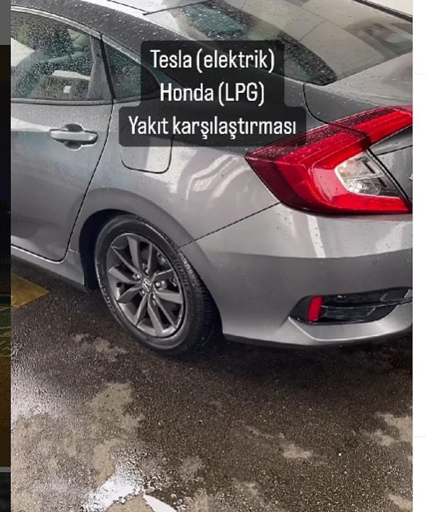 Nevşehir'de Ankara'ya giderken depoları fulleyen Honda ve Tesla'nın yakıt masrafı karşılaştırıldı.