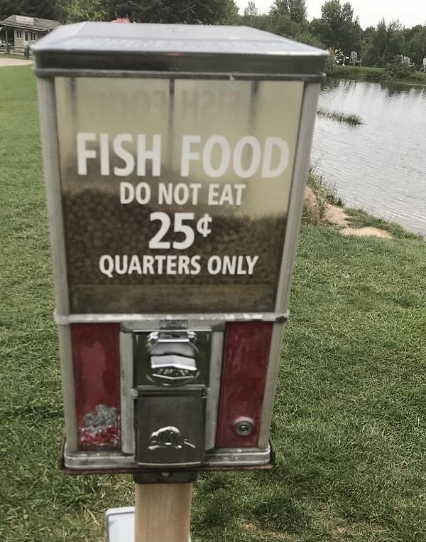 7. "Balık yemi sadece 25 cent. Lütfen yemeyiniz."