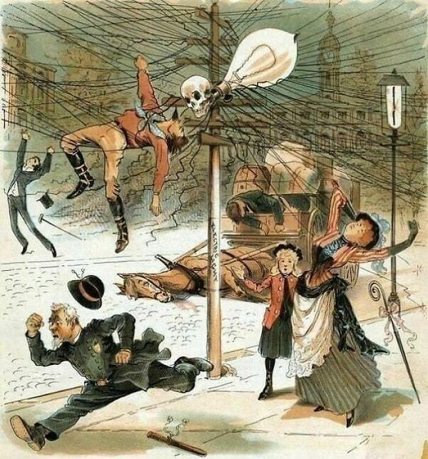2. 1900'lerden bir elektrik karşıtı propaganda.