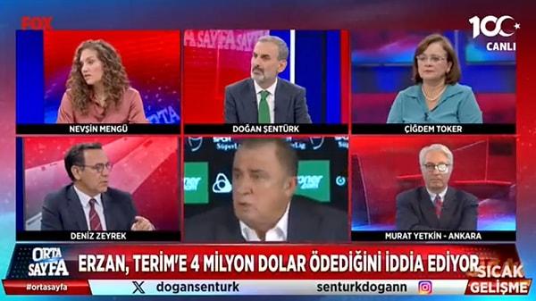 FOX TV'de yayınlanan bir programda açıklamalarda bulunan gazeteci Deniz Zeyrek, olandırıcılıkla suçlanan eski banka müdürü Seçil Erzan'ın "Futbolcuları bana Fatih Terim yönlendirdiği" dediğini iddia etti. Zeyrek ayrıca "Fatih Terim bir şeyler saklıyor" dedi.