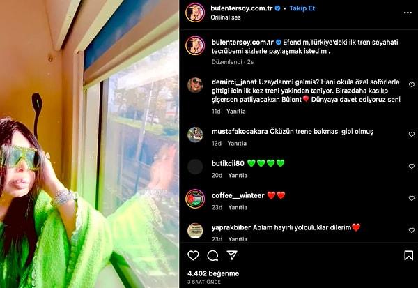 "Efendim, Türkiye’deki ilk tren seyahati tecrübemi sizlerle paylaşmak istedim" açıklamasıyla trende paylaşım yaptı.