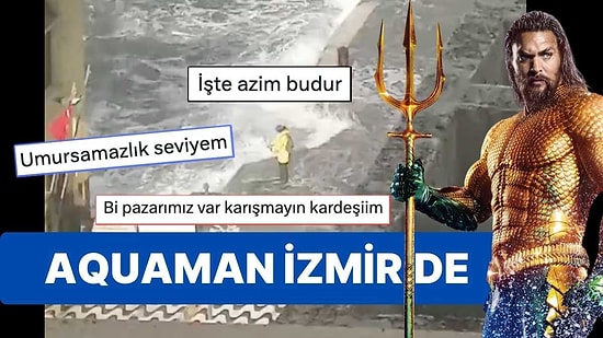 İzmir'de Fırtınaya Aldırış Etmeden Balık Tutmaya Devam Eden Balıkçı, Sosyal Medyada Viral Oldu