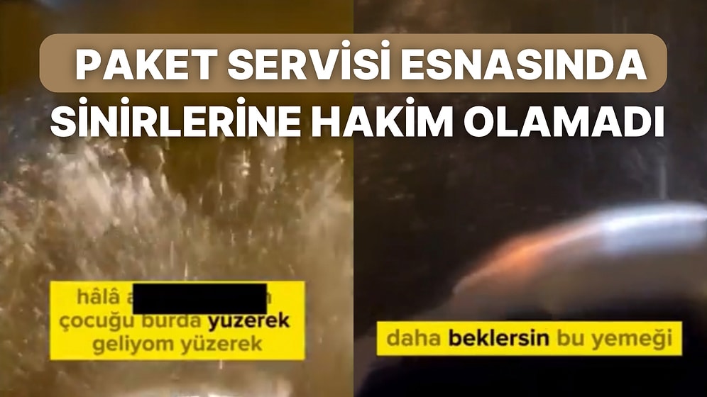 Sokakları Sel Basmasına Rağmen Paket Yetiştirmeye Çalışan Kurye Açtı Ağzını Yumdu Gözünü
