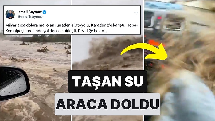 Karadeniz Otoyolu'nda Korkutan Anlar! Deniz Otoyola Taşınca Vatandaşlar Araçlarında Mahsur Kaldı