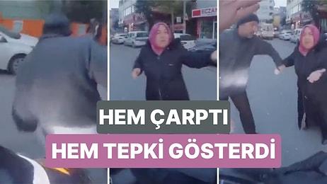 İstanbul'da Ters Şeritte İlerleyen Bir Motor Yayaya Çarptı! Ardından Kendisine Tepki Gösterenlerle Tartıştı