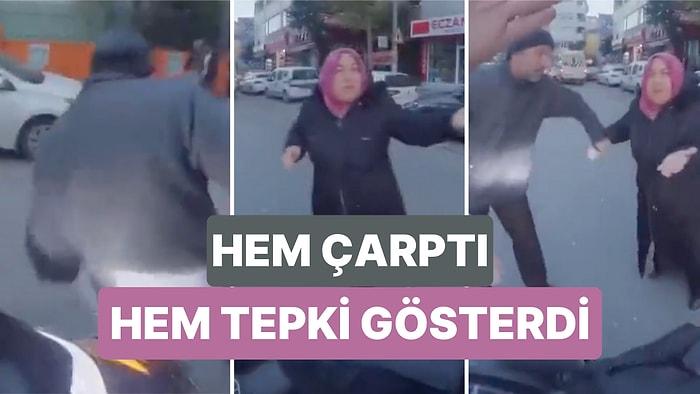 İstanbul'da Ters Şeritte İlerleyen Bir Motor Yayaya Çarptı! Ardından Kendisine Tepki Gösterenlerle Tartıştı