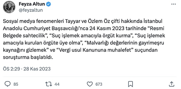 Fenomenlerin davalarını yakından takip eden Altun'un paylaşımını da buraya bırakıyoruz 👇