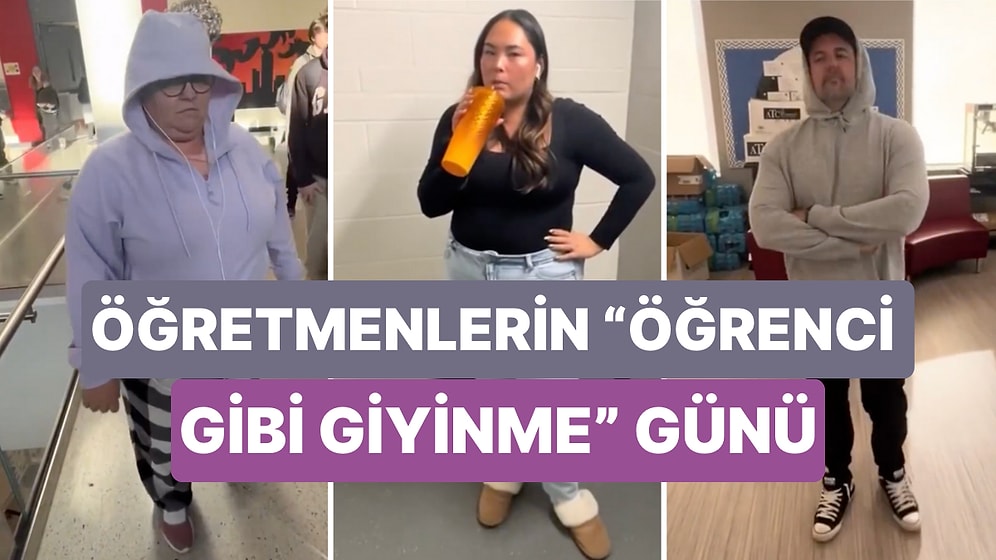 Bir Okulda Öğretmenler İçin Düzenlenen "Öğrenci Gibi Giyinme" Gününde Ortaya Renkli Görüntüler Çıktı