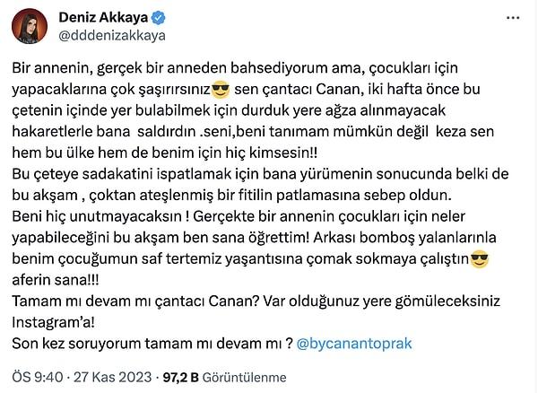 İlk olarak Dilan Polat'ın yakın arkadaşı Canan Toprak hakkında herkesi şoke eden iddialar ortaya atan Akkaya'nın paylaşımları epey dikkat çekti.