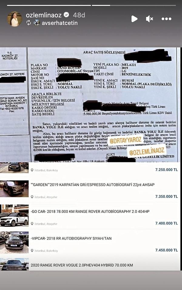 Söz konusu açıklamadan sonra bir de kanıt niteliğinde "araç satış sözleşmesi" paylaşıldı.