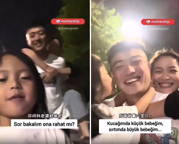 Anne ve babasının romantik o anlarını kaydeden ufaklık ardından ise amacına ulaşıp babasının kucağına çıkıyor.