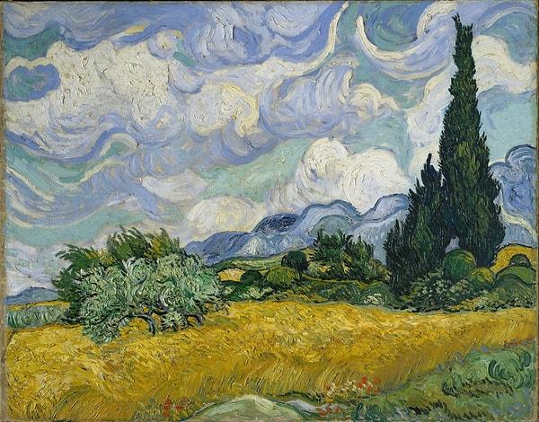 28. Hollanda: "Wheat Field with Cypresses"- Van Gogh (1889)