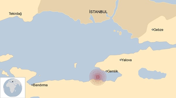 3 dakika sonra aynı yerde 4,5 büyüklüğünde bir deprem daha meydana geldi.