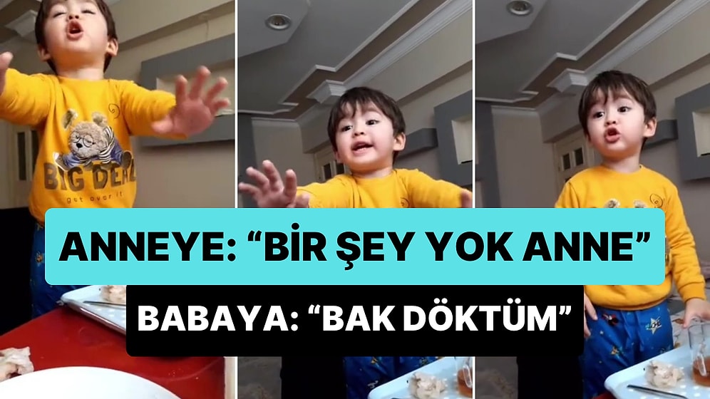 'Bir Şey Yok Anne' Diyerek Annesini Çayı Dökmediğine İkna Etmeye Çalışan Ufaklık: 'Baba Bak Döktüm'