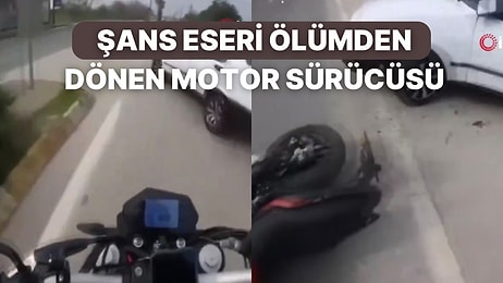 Aniden Sola Dönen Bir Şoför Peşinden Gelen Motosiklet Sürücüsüne Çarptı: O Anlar Sosyal Medyayı İkiye Böldü